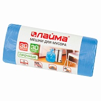 Мешки для мусора 30 л, синие, в рулоне 30 шт., ПНД, 10 мкм, 600х500 мм, LAIMA, 601378 в Новосибирске