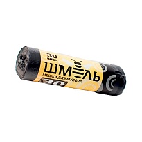 Мешки для мусора 30 л, черные, в рулоне 30 шт., ПНД, 7 мкм, 600х500 мм, ШМЕЛЬ, 4625 в Новосибирске