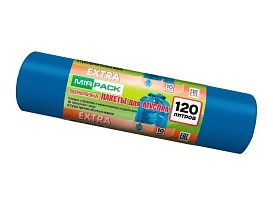 Мешки для мусора 120 л, синие, в рулоне 10 шт., ПНД, 14 мкм, 1100х700 мм, EXTRA, ex1201802 в Новосибирске