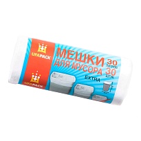Мешки для мусора 30 л, белые, в рулоне 30 шт., ПНД, 5 мкм, 560х480 мм, Эконом, МЭ2585 (МНЭ 30-30б) в Новосибирске