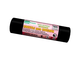 Мешки для мусора 180 л, ароматизированные, черные, в рулоне 10 шт., ПВД, 50 мкм, 1100х930 мм, EXTRA black, 18008301 в Новосибирске