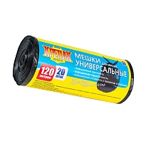 Мешки для мусора 120 л, черные, в рулоне 20 шт., ПНД, 15 мкм, 1100х700 мм, Крепак, 4607075710207 в Новосибирске