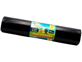 Мешки для мусора 200 л, ароматизированные, черные, в рулоне 10 шт., ПВД, 100 мкм, 1200х800 мм, Добрыня, Dob20010black в Новосибирске
