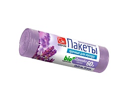 Мешки для мусора 60 л, ароматизированные, Лаванда, сиреневые, в рулоне 20 шт., ПНД, 9 мкм, 650х550 мм, GRIFON Aroma, 101-023 La в Новосибирске