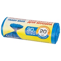 Мешки для мусора 90 л, синие, в рулоне 20 шт., ПНД, 14 мкм, 900х700 мм, LAIMA ULTRA, 607693 в Новосибирске