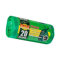Мешки для мусора 20 л, биоразлагаемые, с ручками, черные, в рулоне 30 шт., ПНД, 10 мкм, 550х440 мм, Крепак, 4607075710047 в Новосибирске