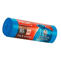 Мешки для мусора 160 л, синие, в рулоне 10 шт., ПВД, 21 мкм, 1200х870 мм, PACLAN Big&Strong, 604075 в Новосибирске