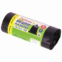Мешки для мусора 30 л, черные, в рулоне 30 шт., ПНД, 7 мкм, 550х480 мм, Любаша, 608089 в Новосибирске