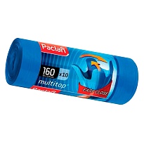 Мешки для мусора 160 л, с ушками, синие, в рулоне 10 шт., ПВД, 30 мкм, 1250х900 мм, PACLAN Multitop, 604064 в Новосибирске