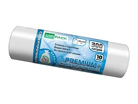 Мешки для мусора 300 л, белые, в рулоне 10 шт., ПВД 70 мкм, 1400х1000 мм, PREMIUM+, 300101602 в Новосибирске