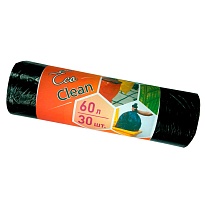 Мешки для мусора 60 л, черные, в рулоне 30 шт., ПНД, 6 мкм, 640х580 мм, Концепция Быта EcoClean, 603890 в Новосибирске