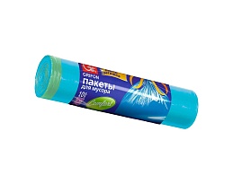 Мешки для мусора 120 л, с завязками, голубые, в рулоне 10 шт., ПНД, 18 мкм, 1100х700 мм, GRIFON, 101-065 в Новосибирске