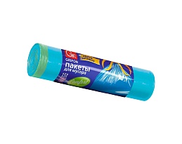 Мешки для мусора 50 л, с завязками, голубые, в рулоне 15 шт., ПНД, 14 мкм, 700х600 мм, GRIFON, 101-063 в Новосибирске