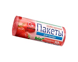 Мешки для мусора 30 л, ароматизированные, Клубника, красные, в рулоне 20 шт., ПНД, 9 мкм, 560х530 мм, GRIFON Aroma, 101-020 K в Новосибирске