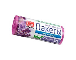 Мешки для мусора 30 л, ароматизированные, Лаванда, сиреневые, в рулоне 20 шт., ПНД, 9 мкм, 560х530 мм, GRIFON Aroma, 101-020 La в Новосибирске