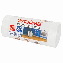 Мешки для мусора 35 л, белые, в рулоне 30 шт., ПНД, 6 мкм, 550х480 мм, LAIMA, 605538 в Новосибирске