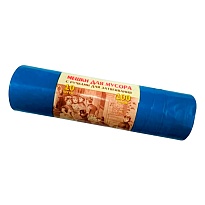 Мешки для мусора 100 л, с завязками, синие, в рулоне 10 шт., ПВД, 40 мкм, 840х670 мм, Концепция Быта Vitalux, 604933 в Новосибирске