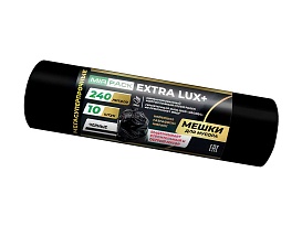 Мешки для мусора 240 л, черные, в рулоне 10 шт., ПВД 60 мкм, 1300х930 мм, EXTRA LUX+, 24010115 в Новосибирске