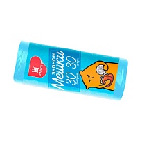 Мешки для мусора 30 л, синие, в рулоне 30 шт., ПНД, 5 мкм, 560х480 мм, Эконом, МЭ3841 (ПМ-30-30) в Новосибирске